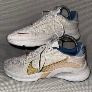 Nike SuperRep Go 3 Flyknit Next Nature Sun Club White Sanded Gold Shoe Size 8.5